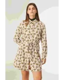 Φόρεμα Mini Pea Print Smock Compania Fantastica Beige
